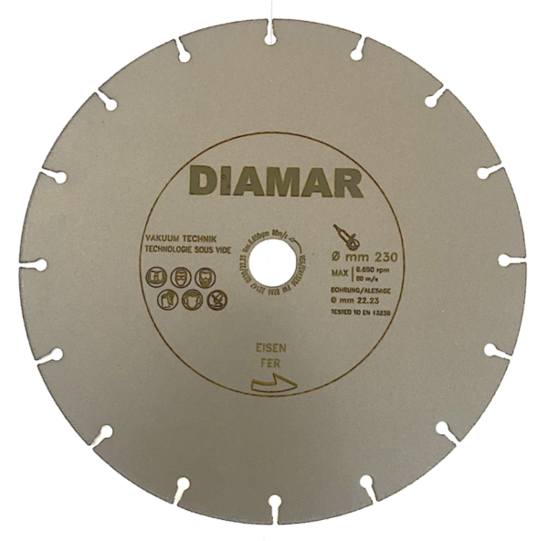 Diamanttrennscheibe Eisen (nur für Eisen und Stahl) 230 x 22.23 mm - Vakuumtechnologie